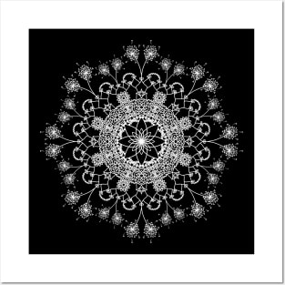 Bohemian Dandelion floral mandala pattern Posters and Art